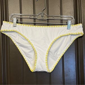 Lucky Brand White Swim Bikini Bottoms Yellow Trim Extra Large